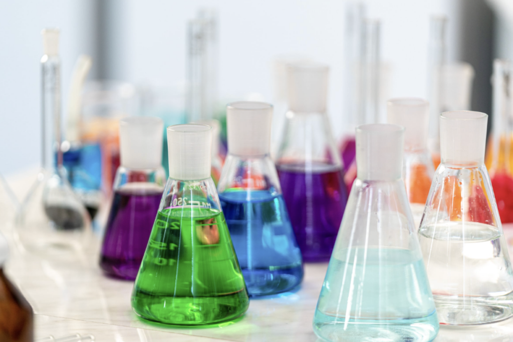 Chemical dyes in laboratory