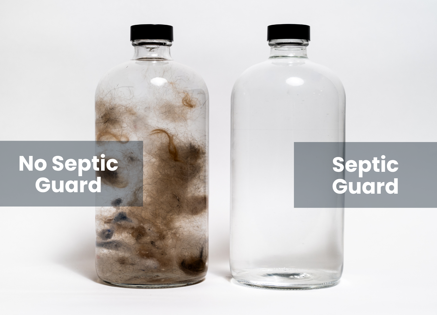 Before and after septic filter comparison